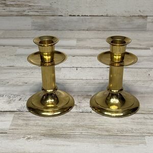 Vintage Pair of Hallmark Heavy Brass Candle Holder Candlesticks 5.5” Tall